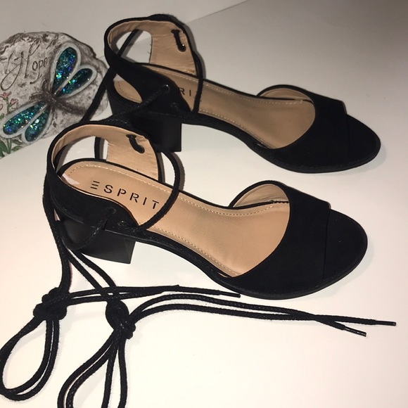 Esprit Shoes - 👡ESPRIT black calf wrap open toe sandals